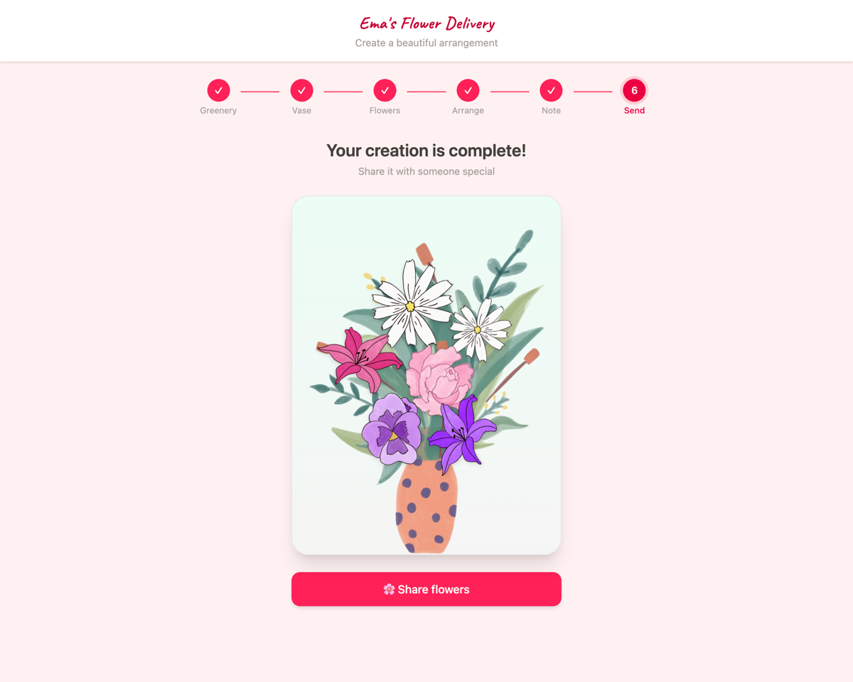 Ema's Flower Delivery app screenshot