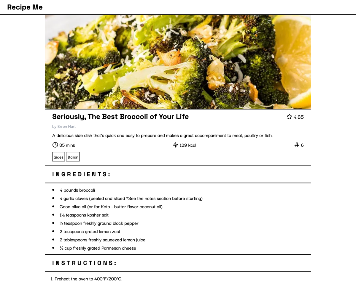 Recipe me screenshot