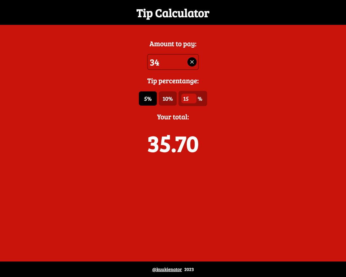 Tip calculator app screenshot